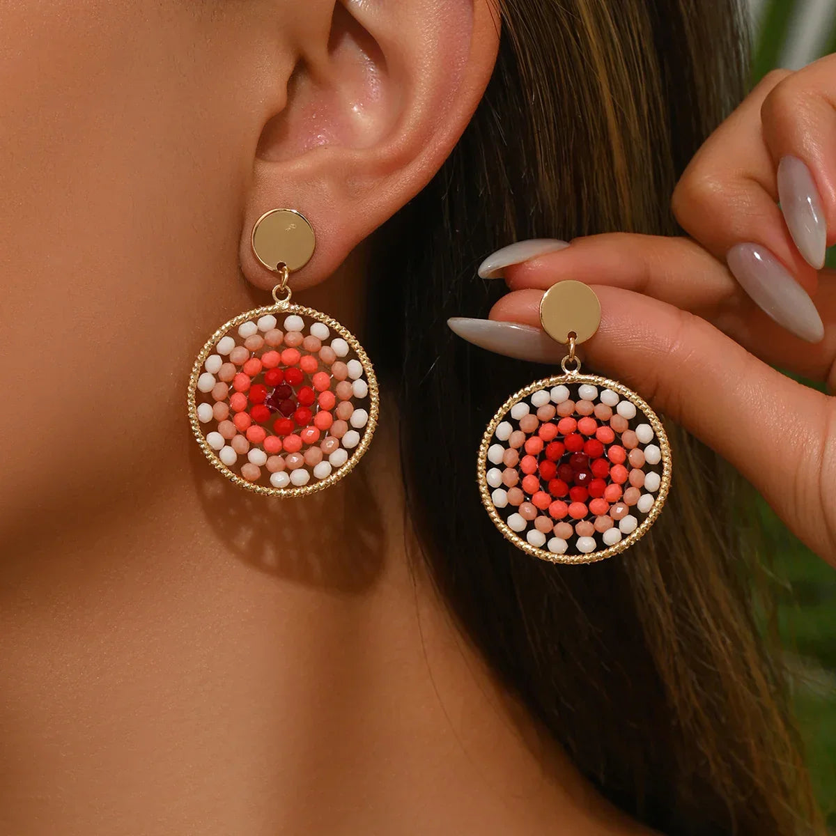 Bohemian Multicolor Crystal Drop Earrings - Piña Colada