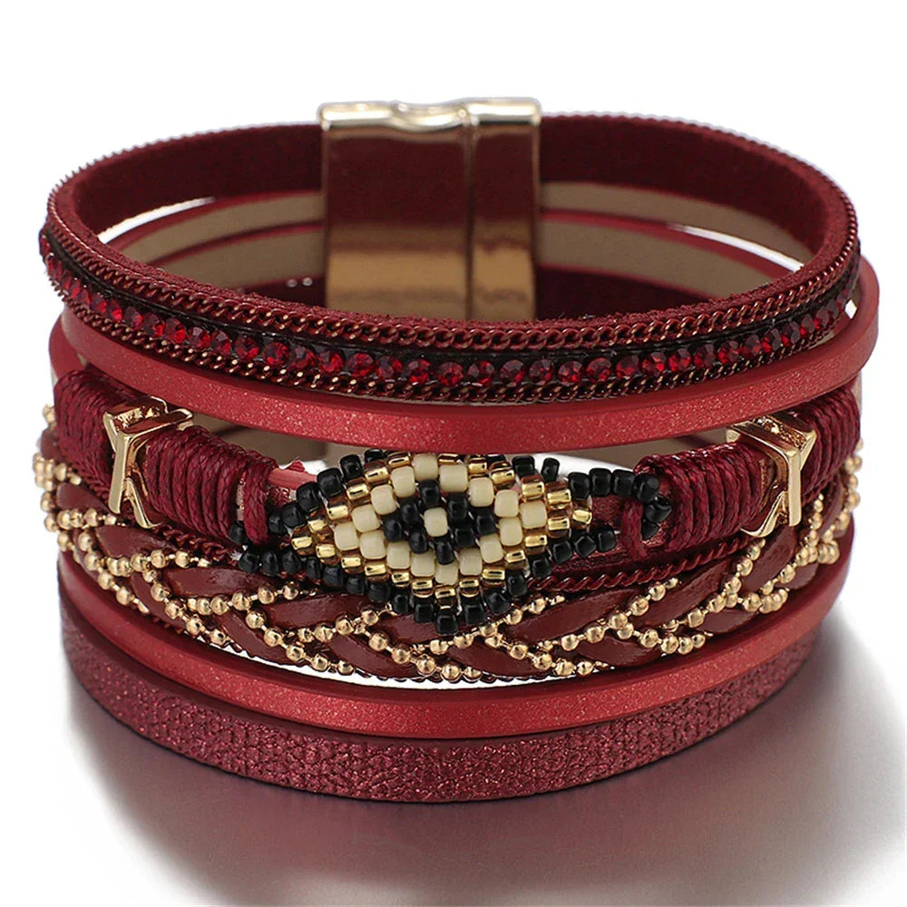 Handwoven Leather Bracelet - Piña Colada