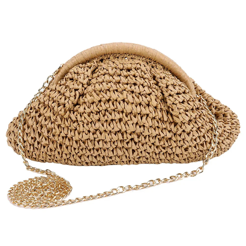 Straw Woven Bag Chain Strap - Piña Colada