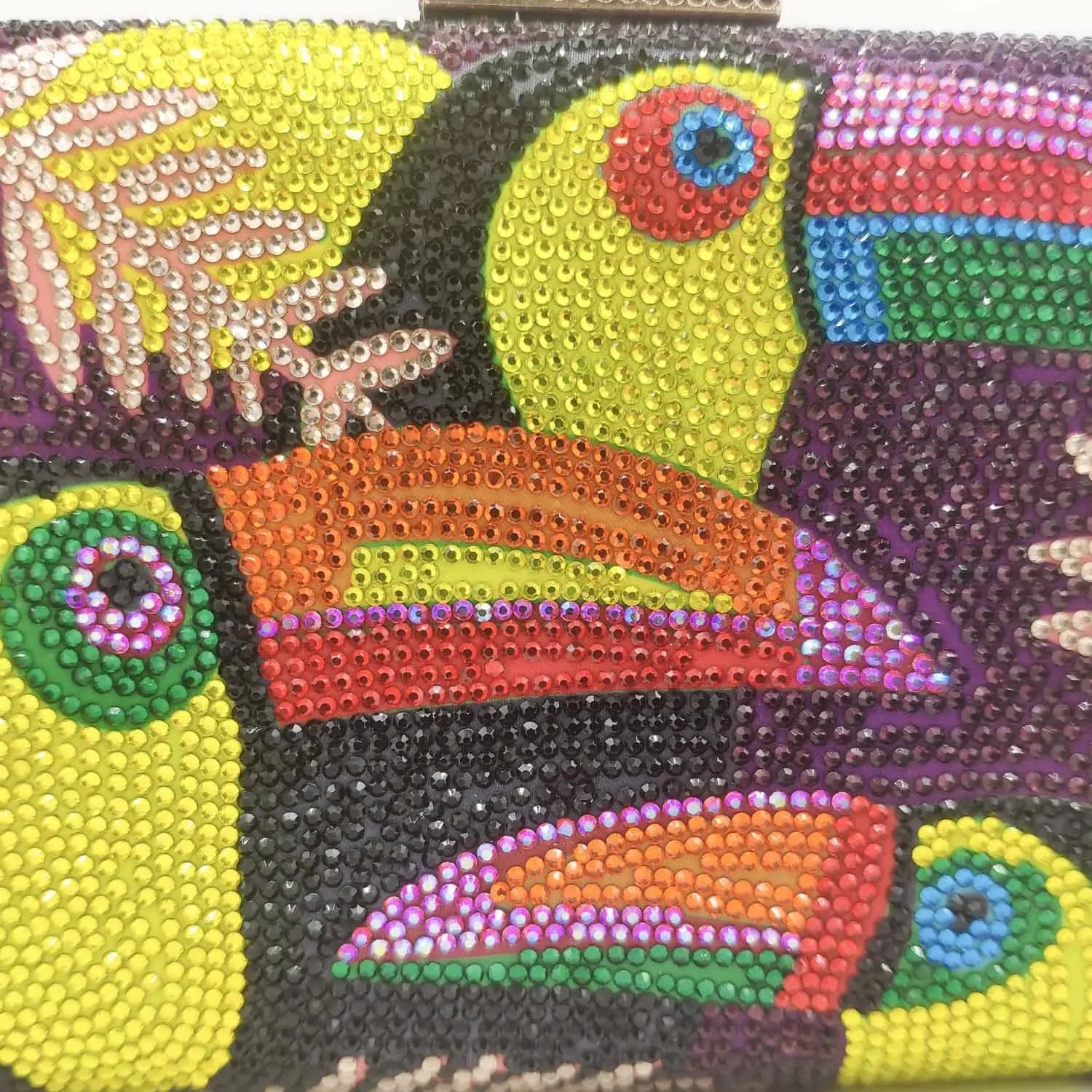 Novelty Toucan Bird Women Crystal Evening Bags Rhinestones - Piña Colada