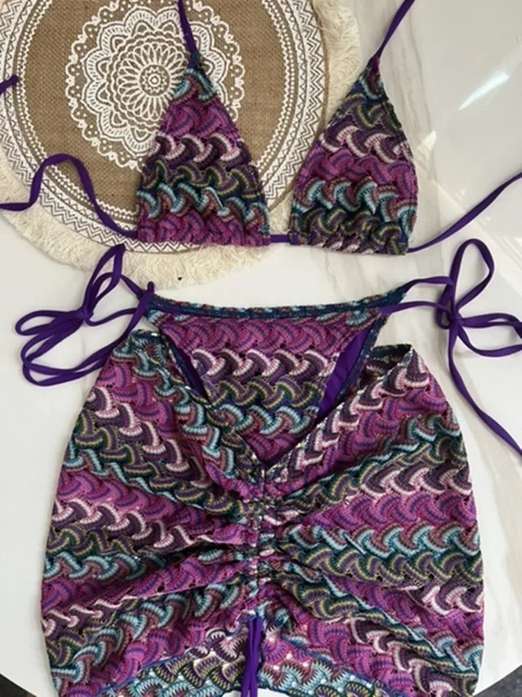 Swimsuit Colored Knitted Bikini - Piña Colada