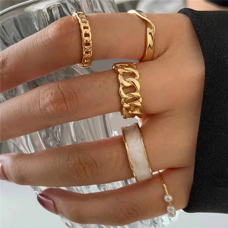 Boho Zircon Rings Set - Piña Colada