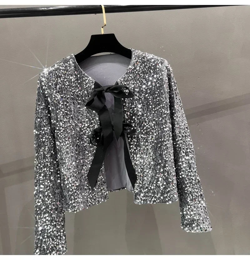 Sequins Jacket Bow Top - Piña Colada