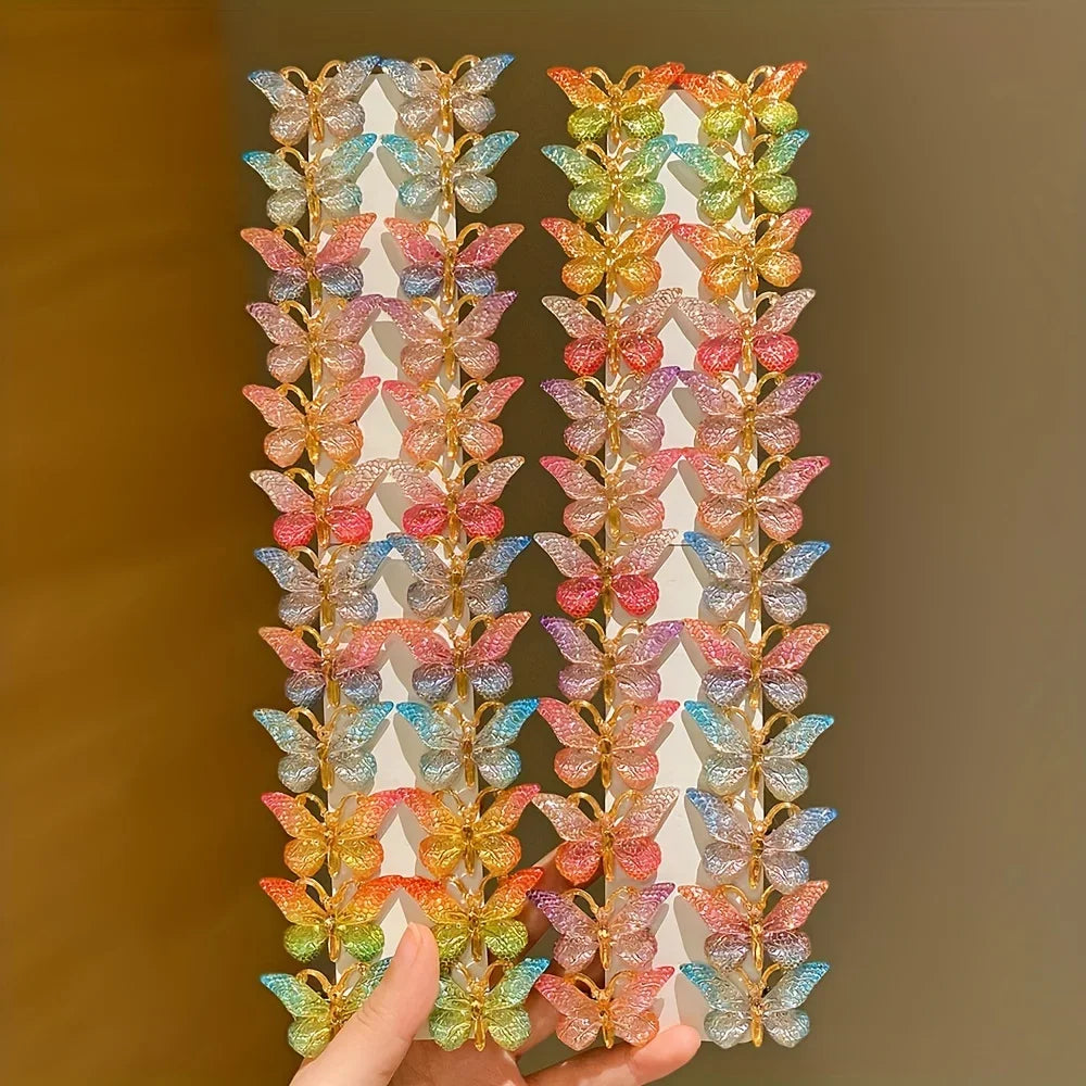 12-Piece Colorful Butterfly Hairpins for Girls – Preppy Style Baby Hair Clips Set - Piña Colada