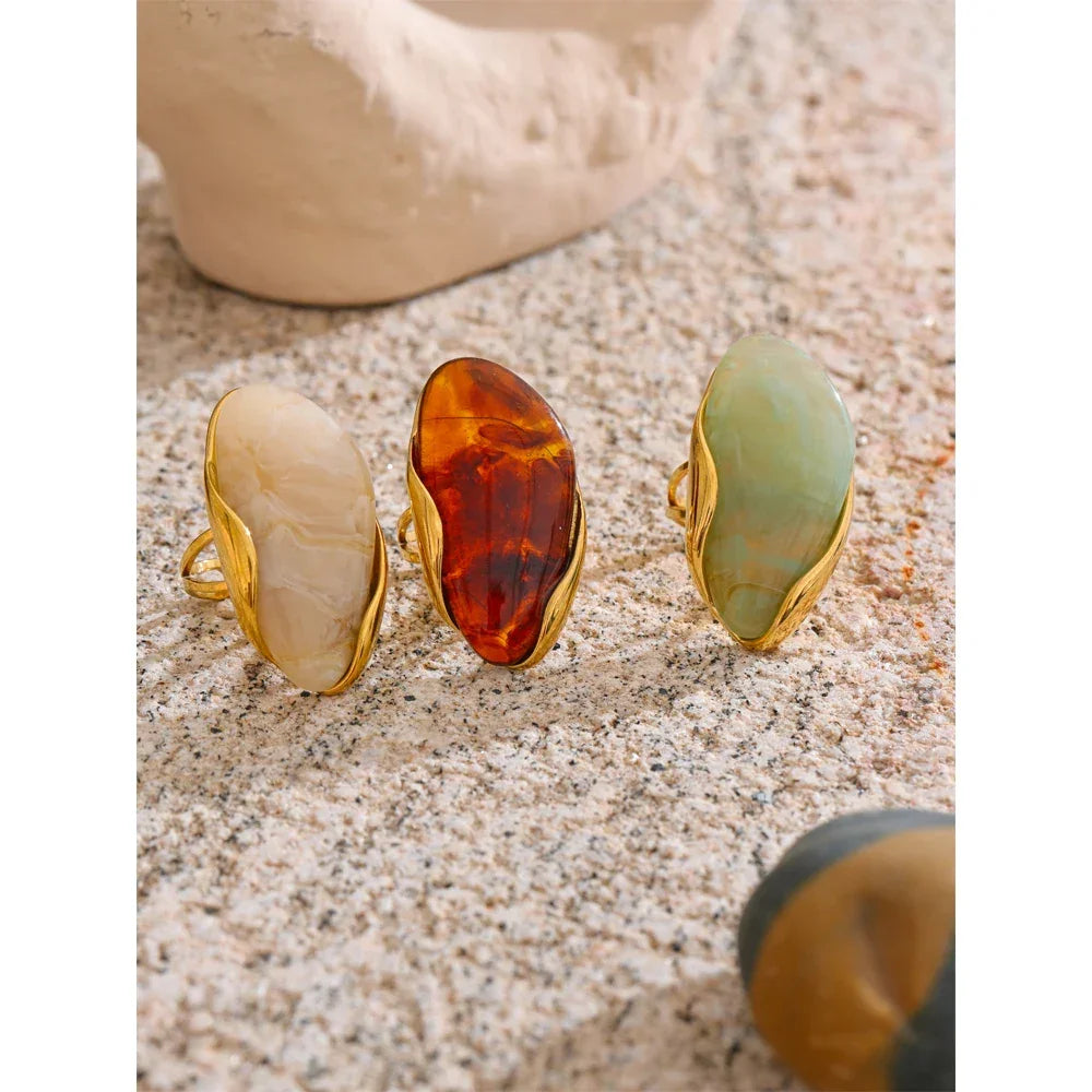 Geometric Adjustable Ring - Piña Colada