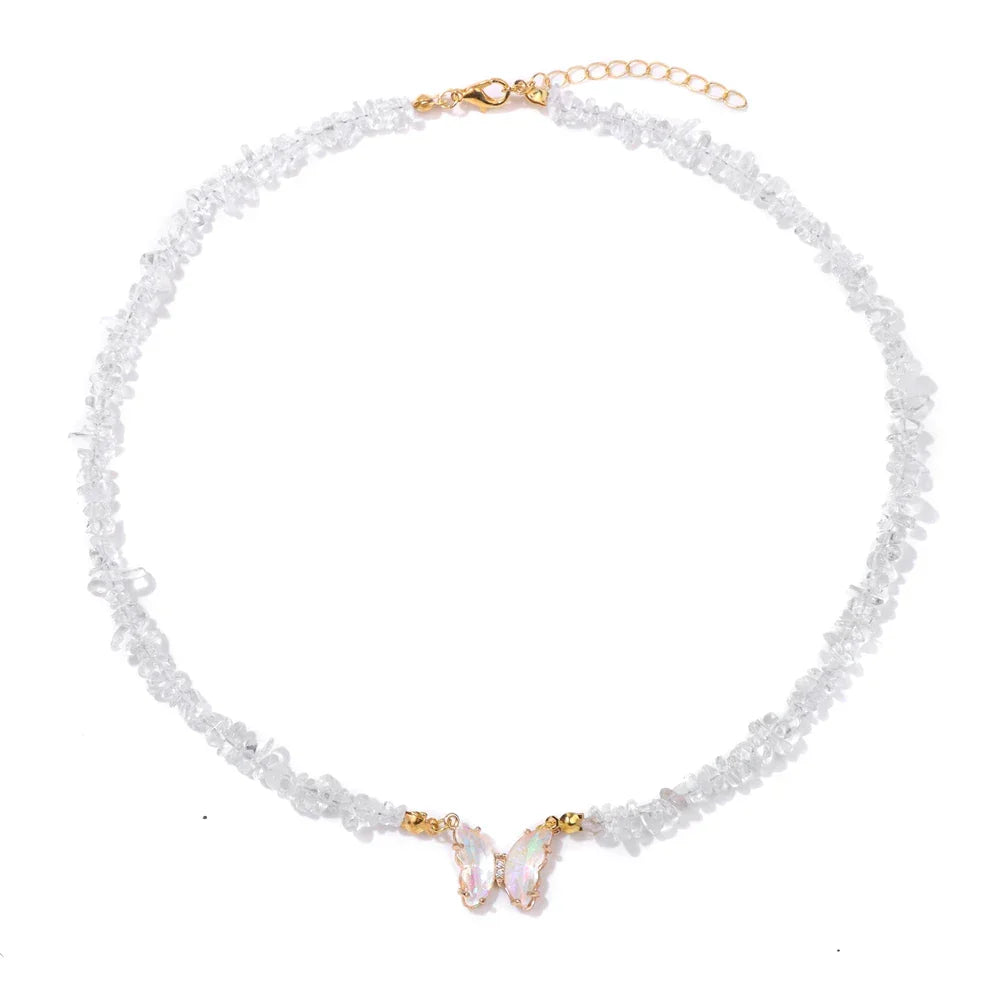 Butterfly Crystal Necklace - Piña Colada