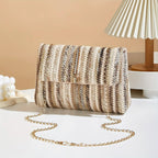 Chic Rainbow Stripe Straw Crossbody - Piña Colada