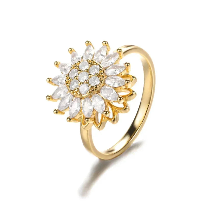 Rings Gold Plated Colorful Stone - Piña Colada