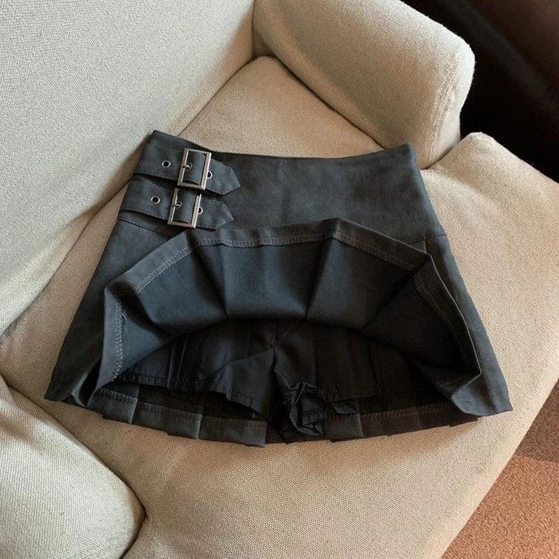 Leather Mini Skirts High Waist Pleated - Piña Colada