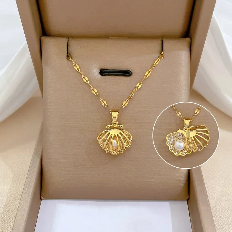 Shell Pearl Necklace - Piña Colada