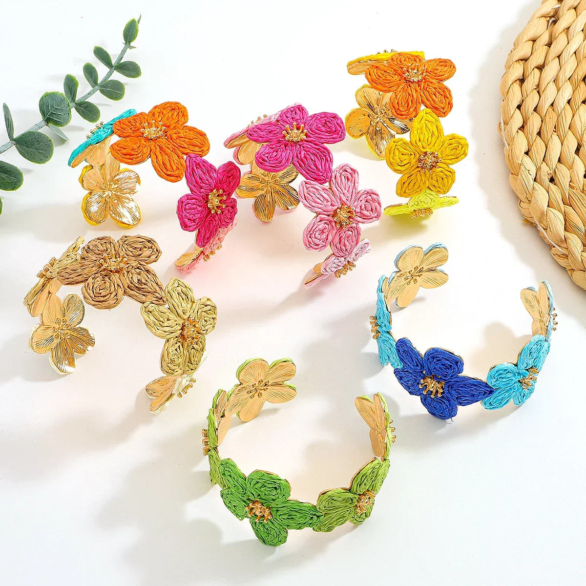 Flower Woven Cuff Bracelet Women - Piña Colada