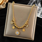Trendy Stainless Steel Ball Pendant Necklace for Women - Piña Colada