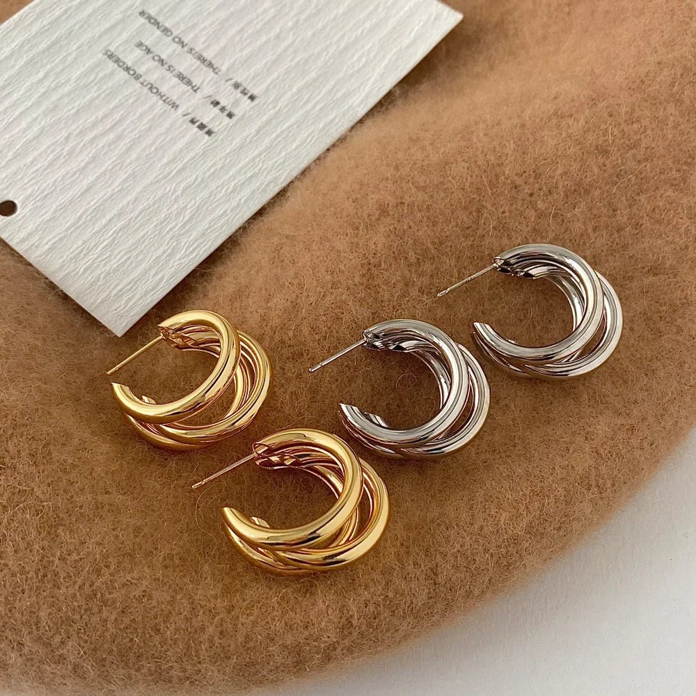 Chunky Stainless Steel Hoop Earrings - Piña Colada