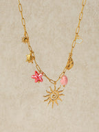 Vintage Animal Pendant Necklace – Ceramic & Stainless Steel, Waterproof & Hypoallergenic Jewelry for Women - Piña Colada