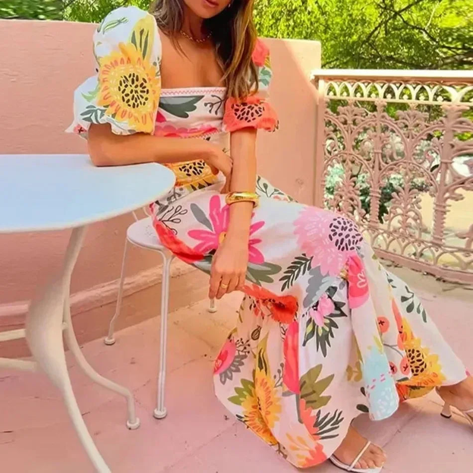 Elegant Womens Dresses Summer Print - Piña Colada