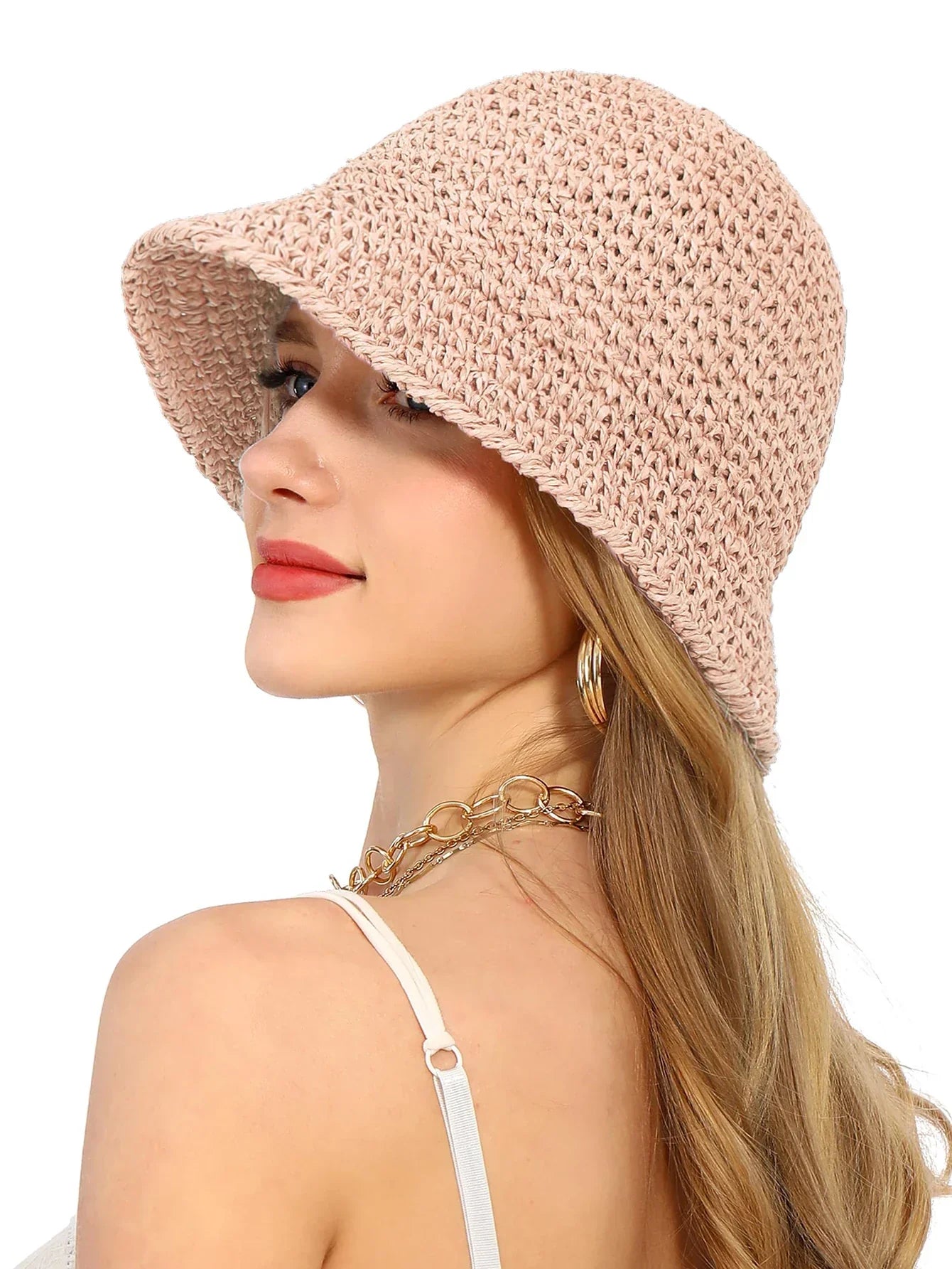 Crochet Straw Bucket Hat - Piña Colada