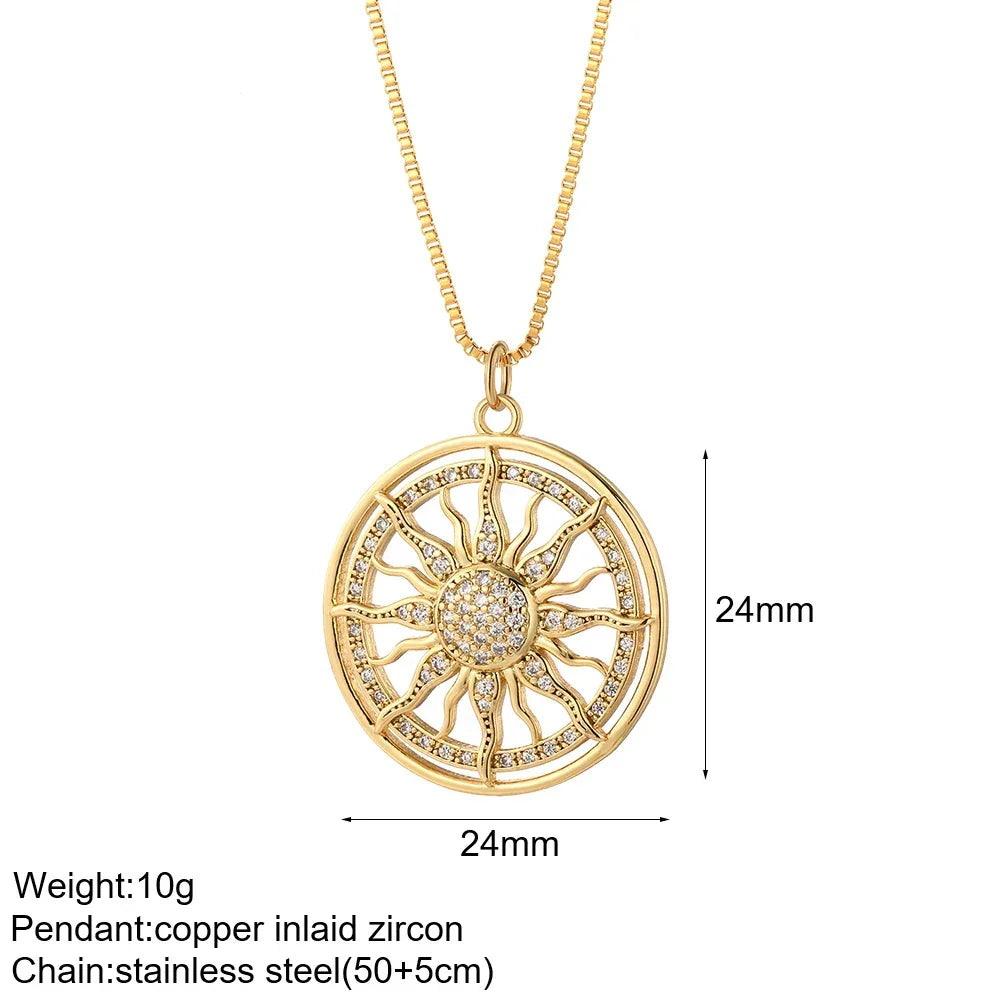 Gold Pendant Long Stainless Steel Chains - Piña Colada