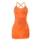 Rhinestone Crisscross Back Mini Dress - Piña Colada