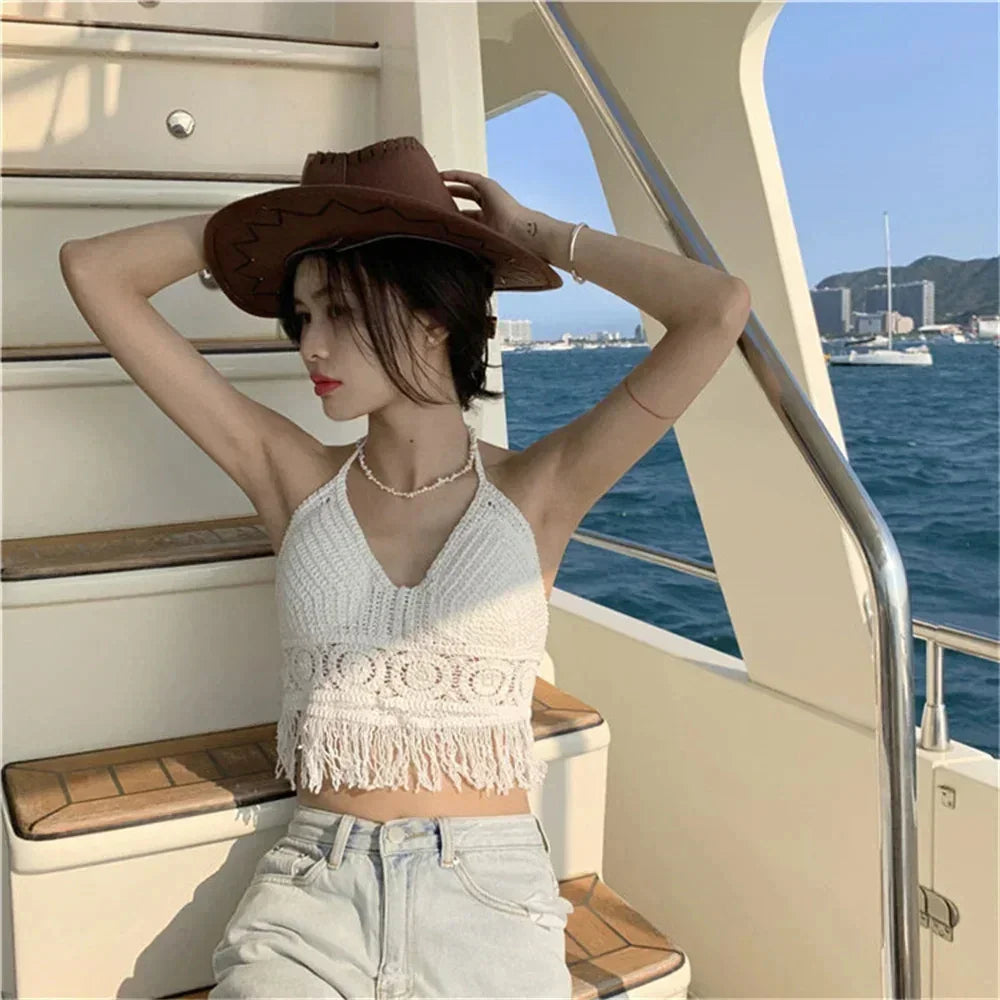 Boho Fringe Tank - Piña Colada