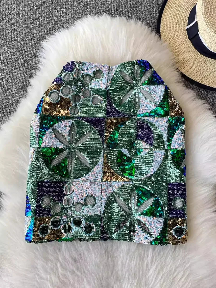 Sequin Mini Skirt - Piña Colada