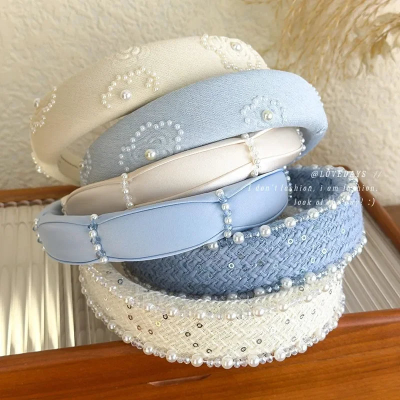 Print Pearl Crystal Headband - Piña Colada