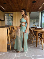 One-Shoulder Fit & Flare Maxi Dress – Summer Beach Elegance - Piña Colada
