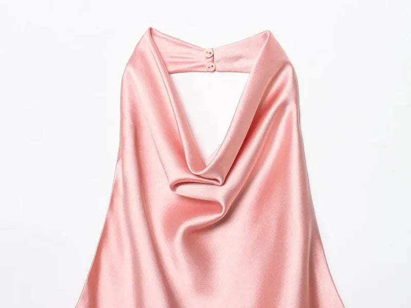 Satin Backless Camisole – Elegant Summer Essential - Piña Colada