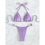 Leopard Pearl Mini Thong Bikini - Piña Colada