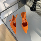 Slip-On Slingback Pumps – Pointed Toe & Thin Heels - Piña Colada