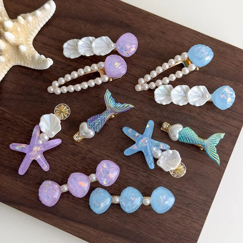 Mermaid Starfish Shell Hairpins - Piña Colada