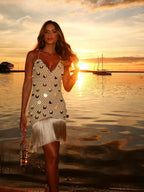 Tassel Halter Mini Dress - Piña Colada