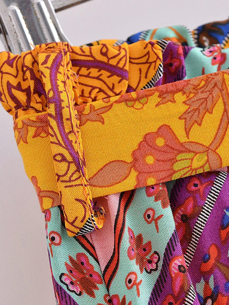 Floral Print Bohemian Wide Leg Pant - Piña Colada
