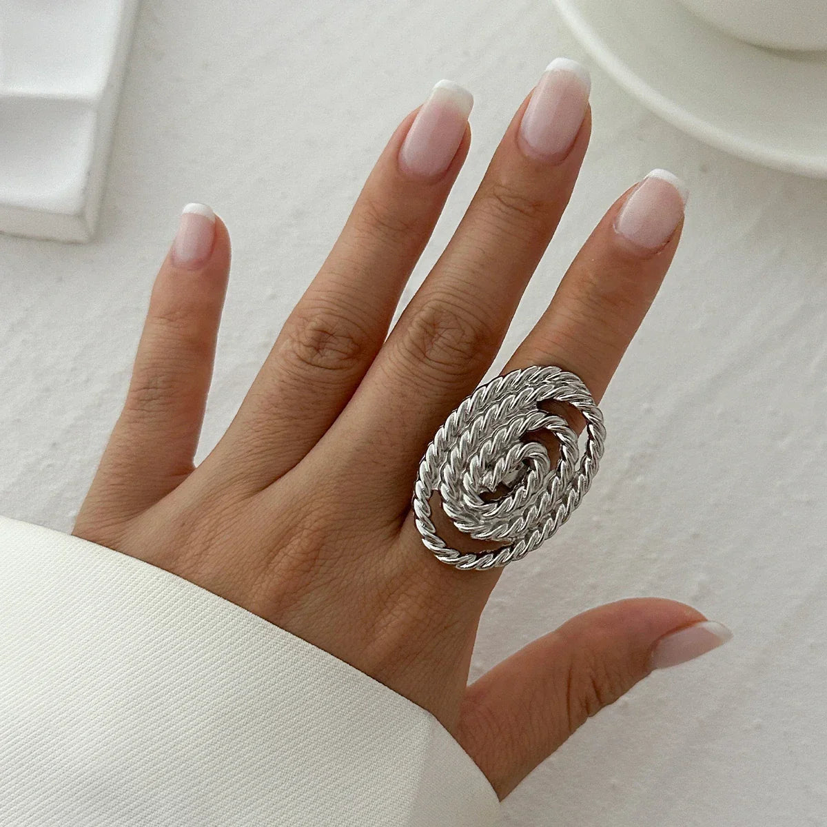 Unique Exaggerated Large Petal Flower Rings - Piña Colada