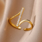 Stainless Steel Zircon Adjustable Ring - Piña Colada