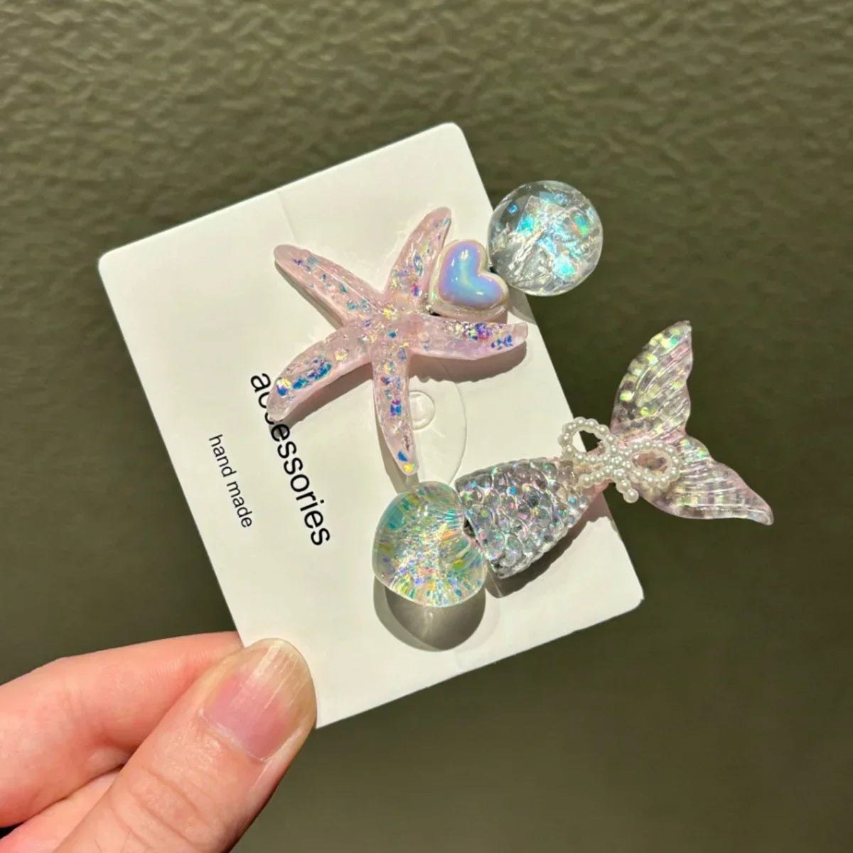 2PCS Elegant Starfish Star Shell Hair Clips - Piña Colada