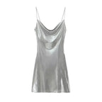 Mini Dress Women Metallic Draped - Piña Colada