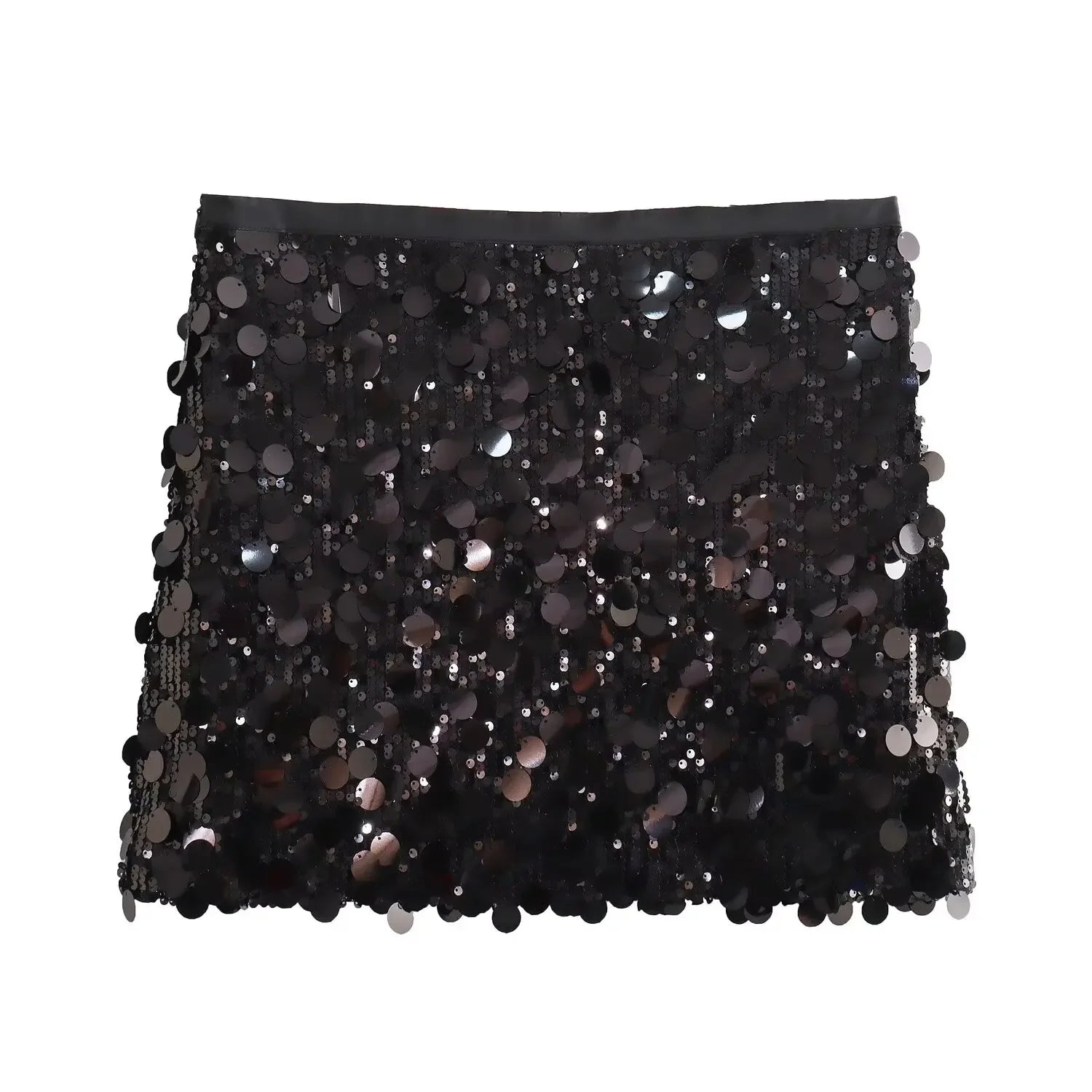 High Waist Sequined Mini Skirt - Piña Colada