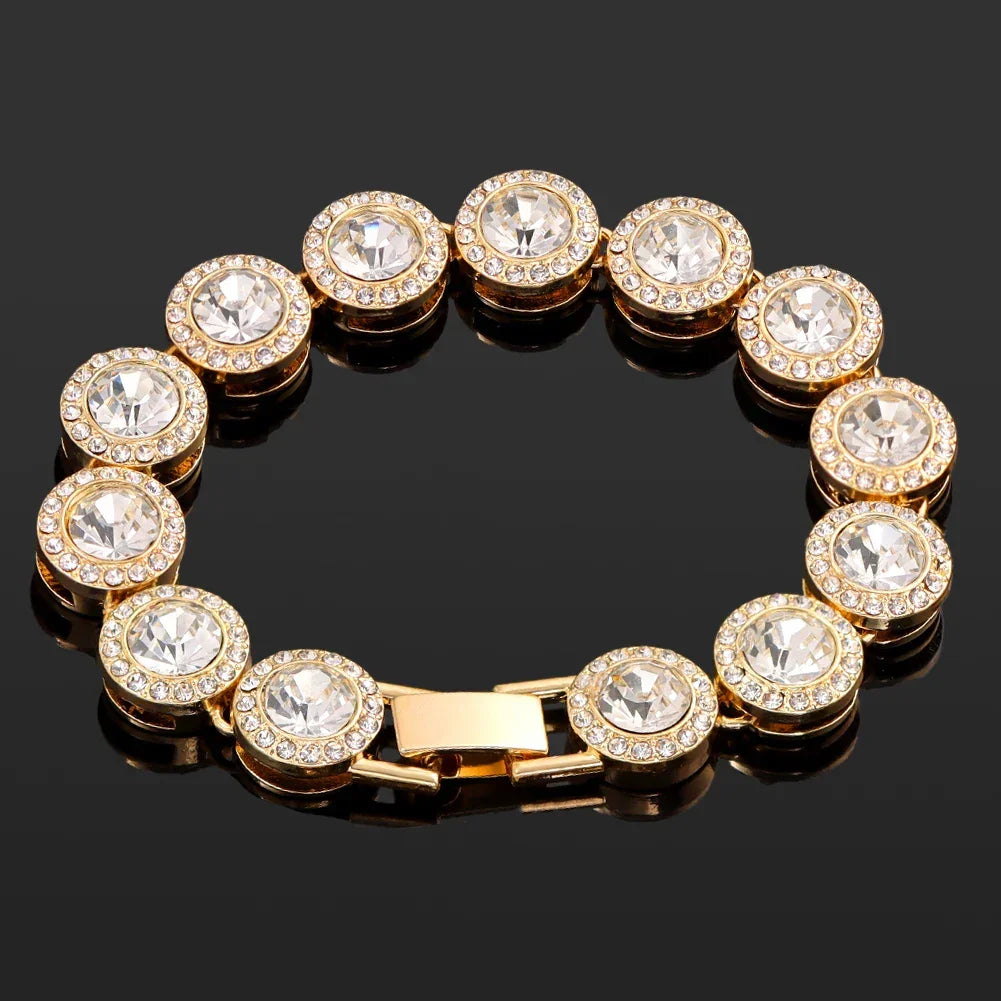 Iced Out Heart & Cuban Link Bracelet - Piña Colada