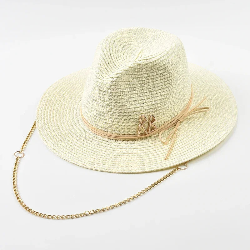 Metal RB Letter Straw Hats - Piña Colada