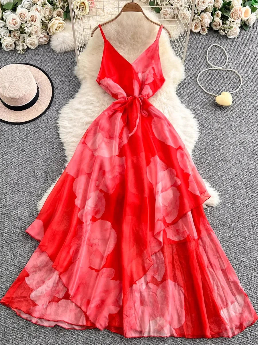Boho Backless Printed Midi Dress - Piña Colada