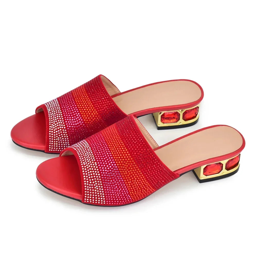 Rhinestone Crystal Sandals - Piña Colada