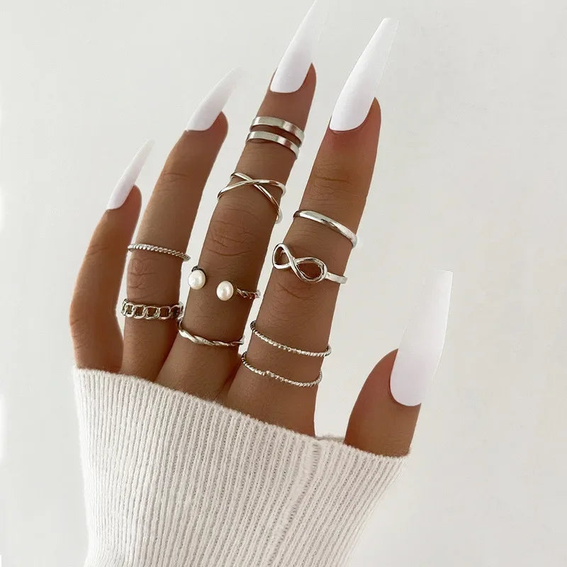 Boho Zircon Rings Set - Piña Colada