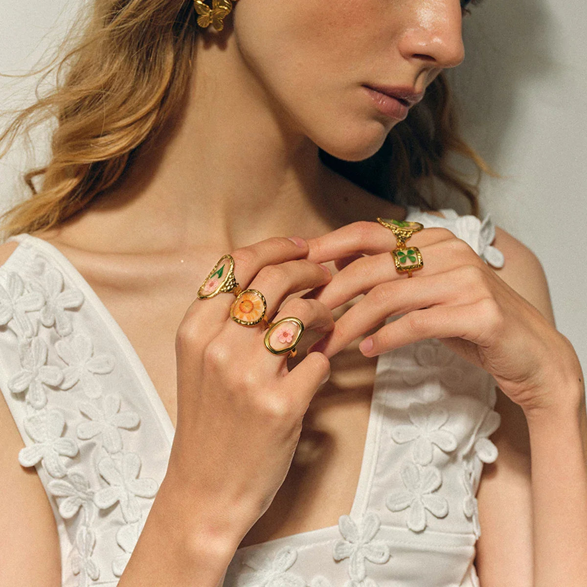 18k Gold Plated Minimalist Ring - Piña Colada