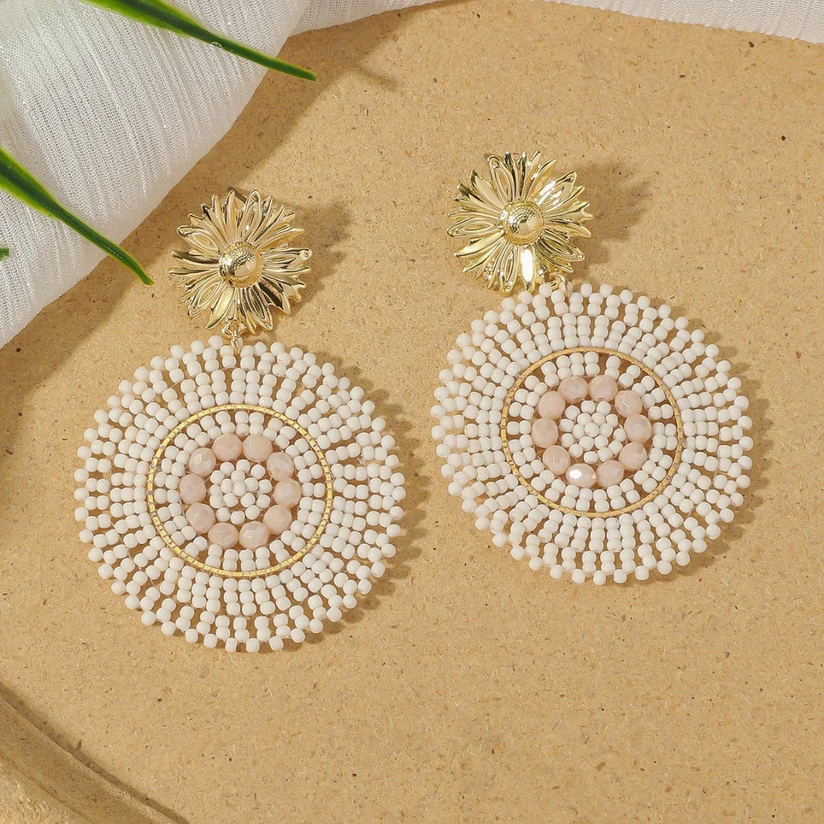 Boho Ethnic Irregular Flower Seed Beads - Piña Colada