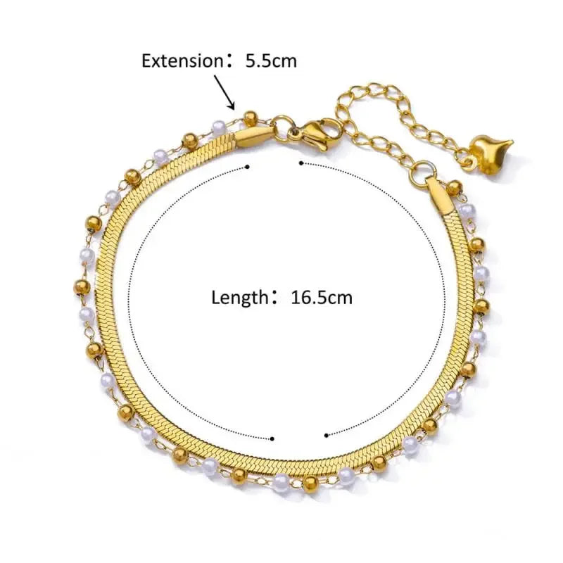 Stainless Steel Gold-Plated Anklet for Women - Piña Colada