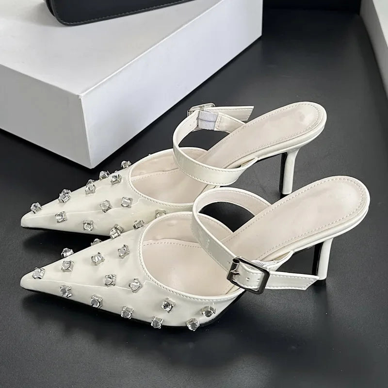 Crystal Diamond Buckle Pointed Toe - Piña Colada