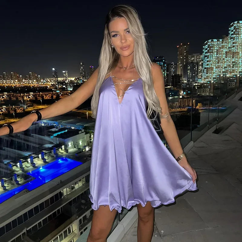 Sexy Backless Mini Dress - Piña Colada