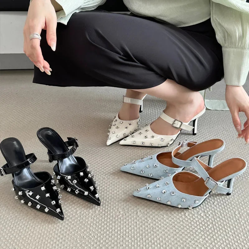 Crystal Diamond Buckle Pointed Toe - Piña Colada
