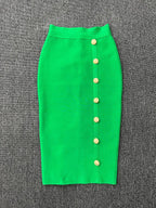 Elastic Bodycon Mid Bandage Skirt - Piña Colada