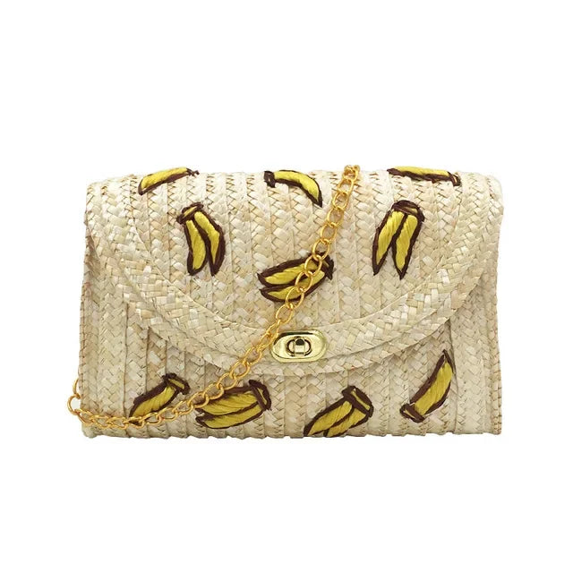 Straw Pillow Bag for Women - Piña Colada